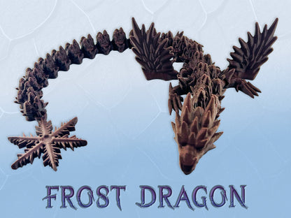 Large Winged Dragon, Frost Dragon, Articulated | Winged Dragon Toy | Flexible Dragon Figure | 3D Printed Dragon | Kids Gift |
