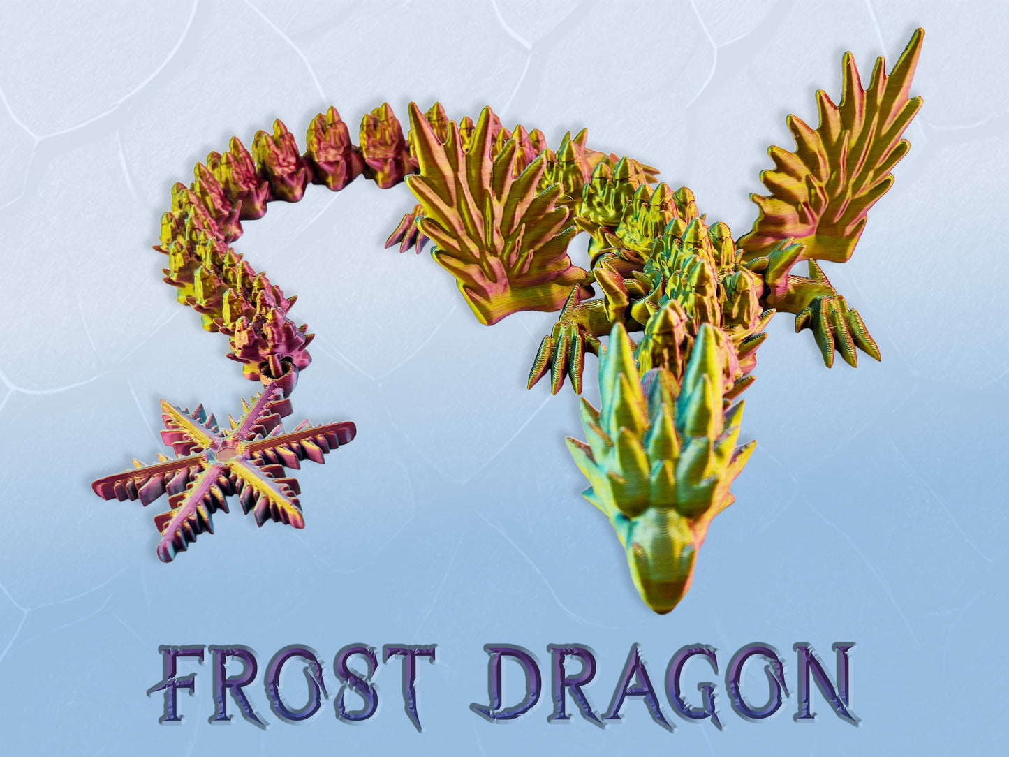 Large Winged Dragon, Frost Dragon, Articulated | Winged Dragon Toy | Flexible Dragon Figure | 3D Printed Dragon | Kids Gift |
