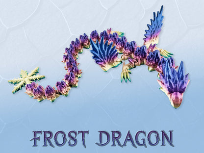 Large Winged Dragon, Frost Dragon, Articulated | Winged Dragon Toy | Flexible Dragon Figure | 3D Printed Dragon | Kids Gift |