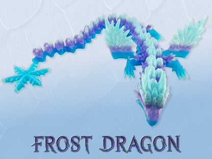 Large Winged Dragon, Frost Dragon, Articulated | Winged Dragon Toy | Flexible Dragon Figure | 3D Printed Dragon | Kids Gift |