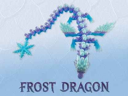 Large Winged Dragon, Frost Dragon, Articulated | Winged Dragon Toy | Flexible Dragon Figure | 3D Printed Dragon | Kids Gift |