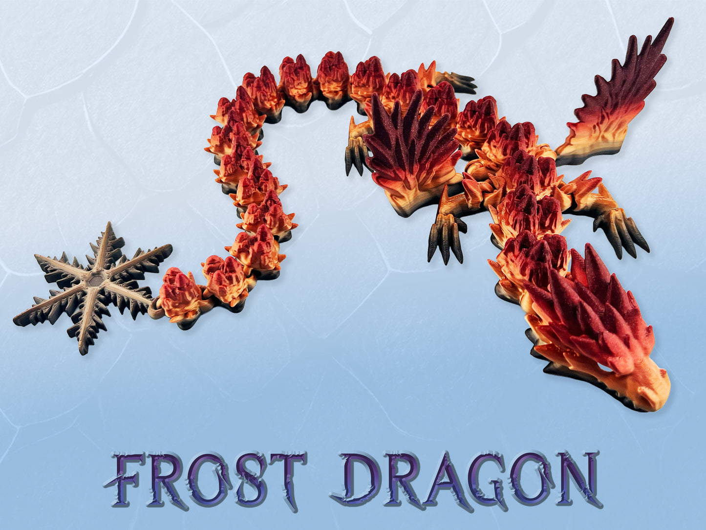 Large Winged Dragon, Frost Dragon, Articulated | Winged Dragon Toy | Flexible Dragon Figure | 3D Printed Dragon | Kids Gift |