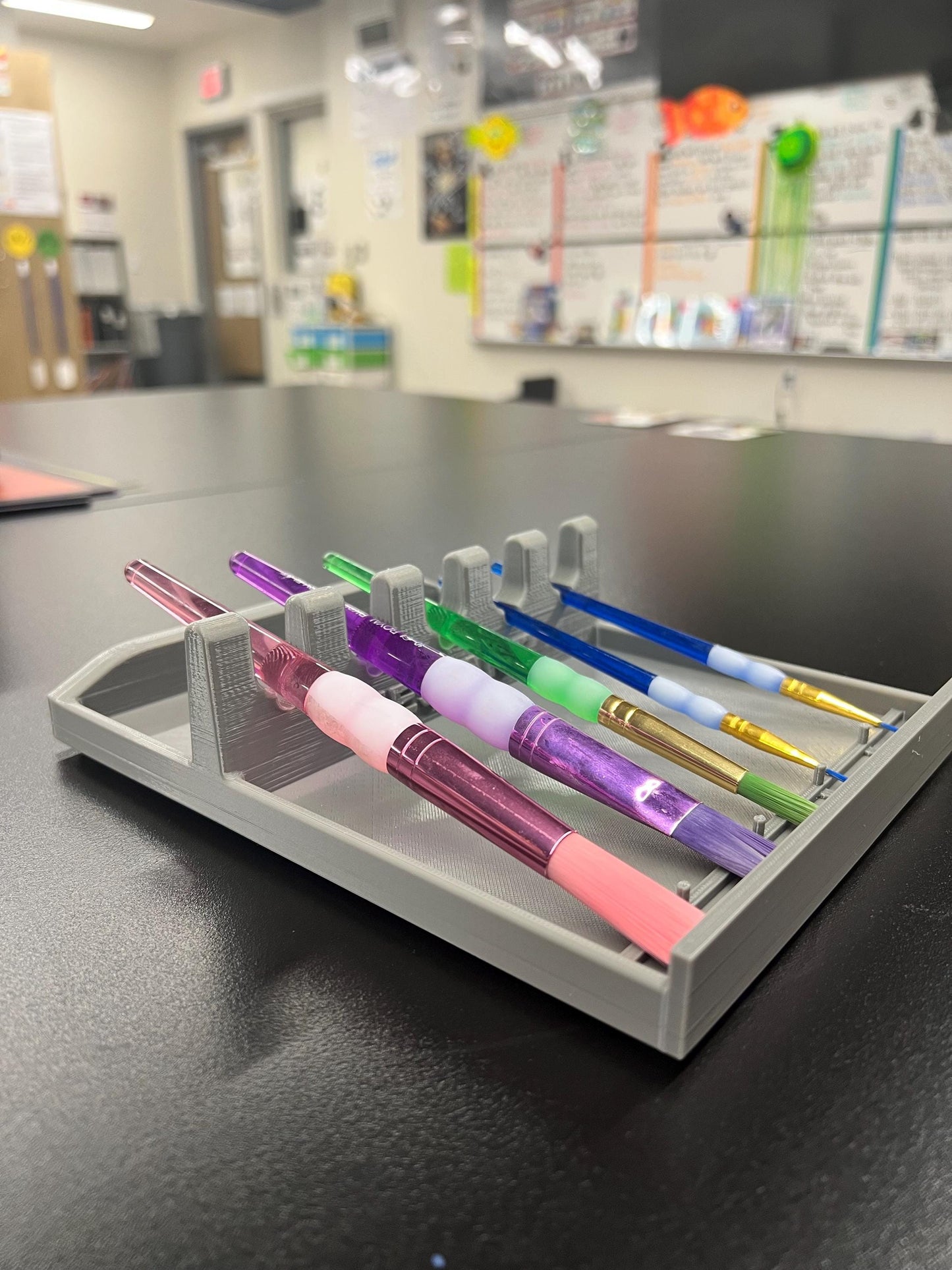 3D Printed Paint Brush Holder Tray for Art Classrooms, Durable PETG Organizer