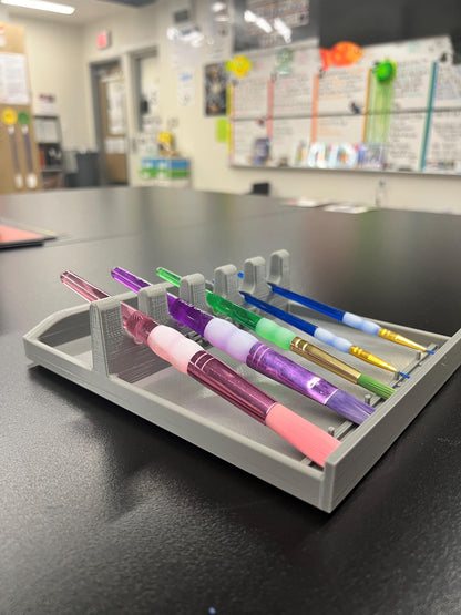 3D Printed Paint Brush Holder Tray for Art Classrooms, Durable PETG Organizer