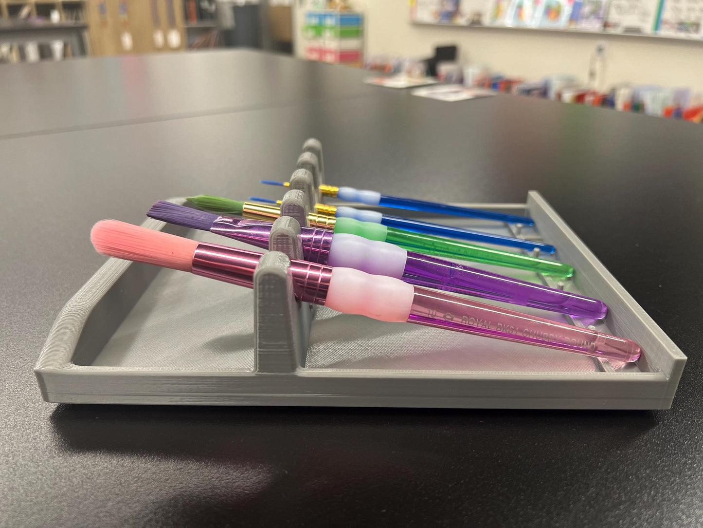 3D Printed Paint Brush Holder Tray for Art Classrooms, Durable PETG Organizer
