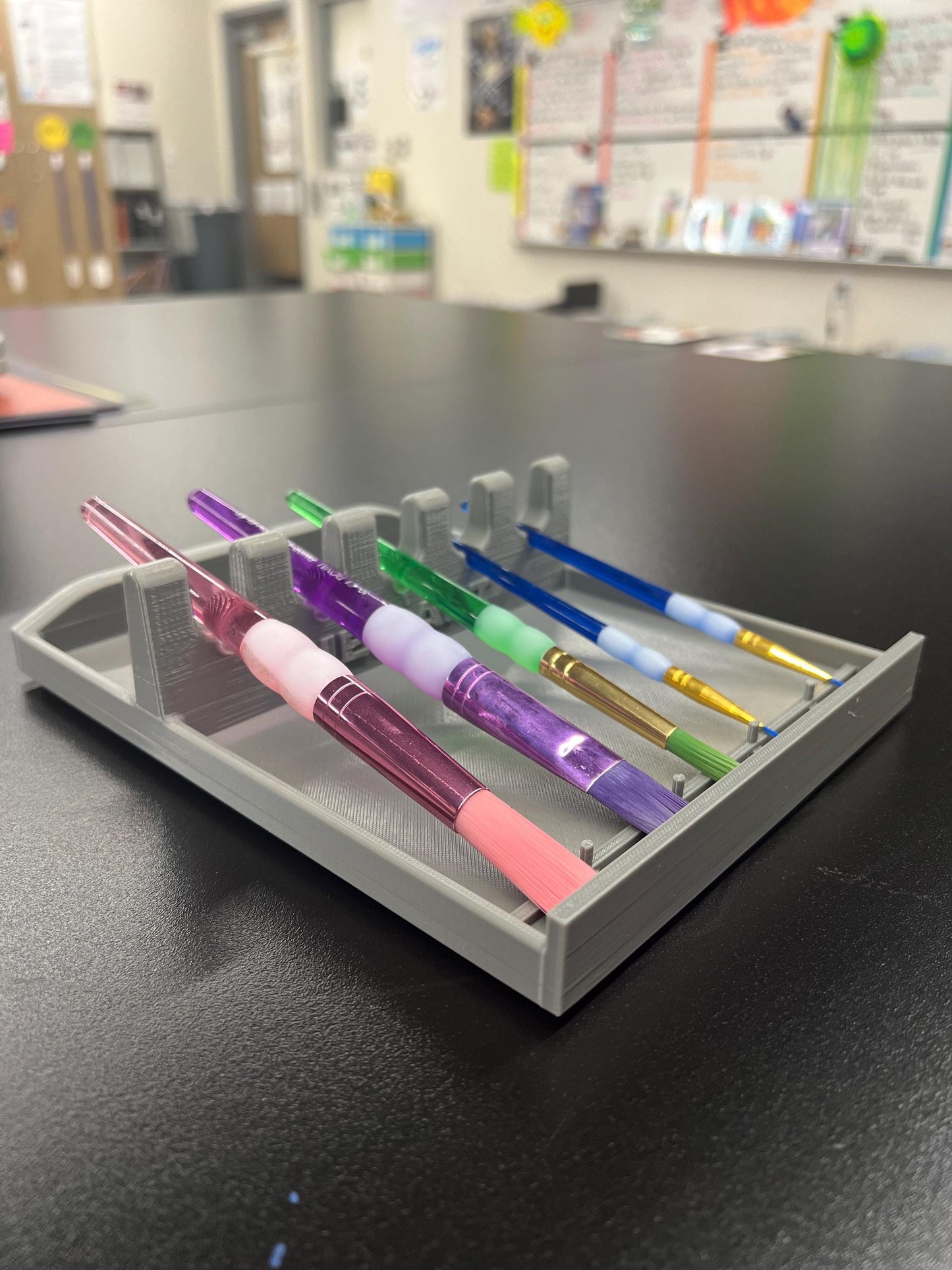 3D Printed Paint Brush Holder Tray for Art Classrooms, Durable PETG Organizer