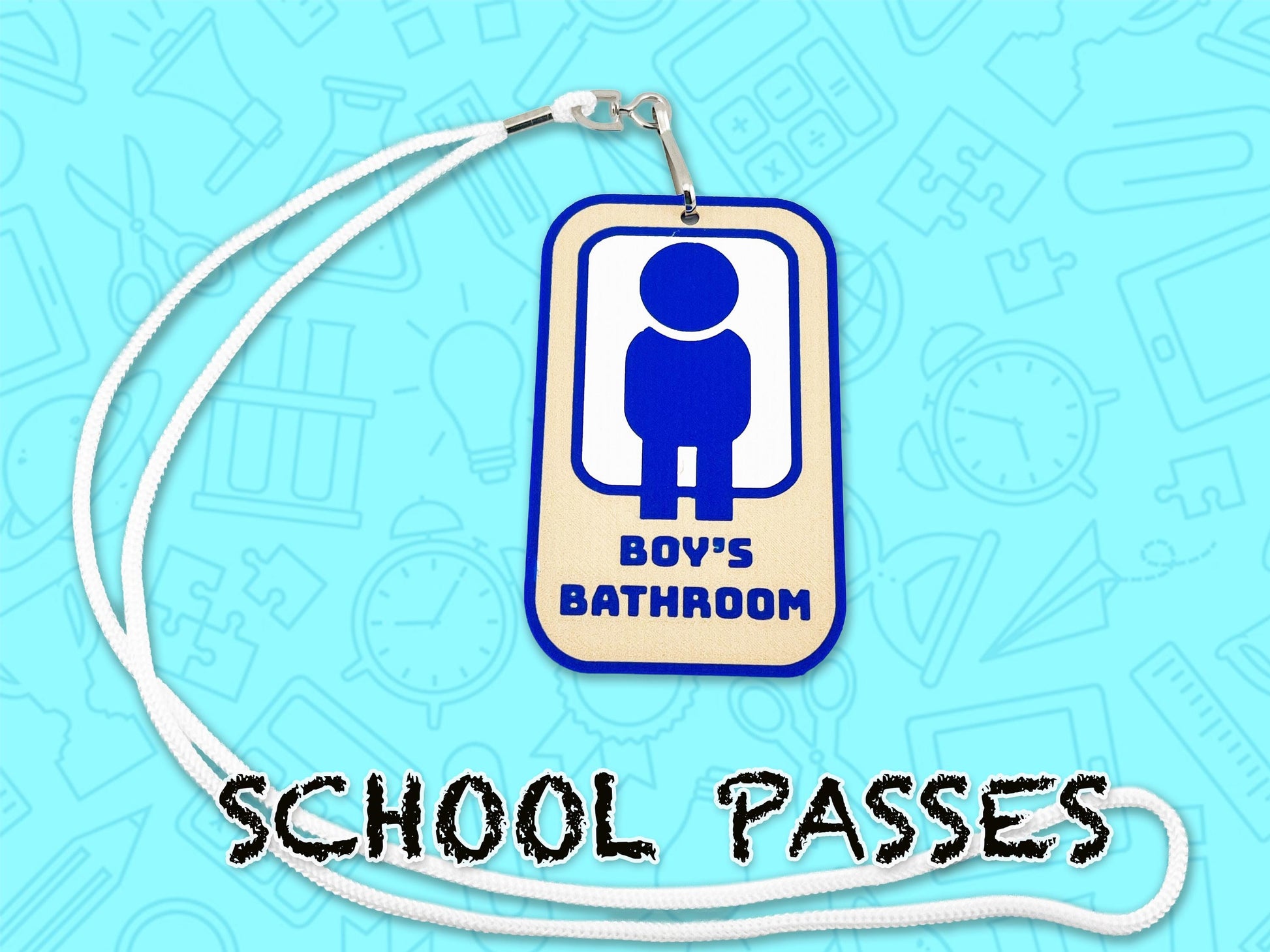 School Hall Passes, Collection of 6, Lanyards Included, Durable, Easy to Indetify, 3D Printed.