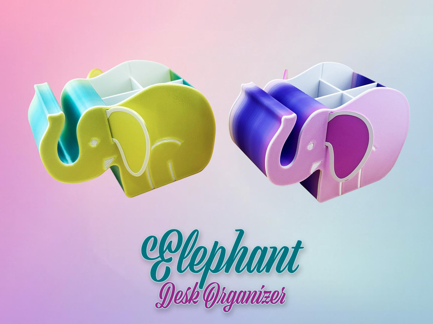 Desk Organizer Elephant, Multiple Variations, Great Gifts, 3D Printed.