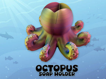 Octopus Soap Holder, Multiple Colors, Bathroom Decor, Fun and Stylish, Great Gift, 3D Printed.