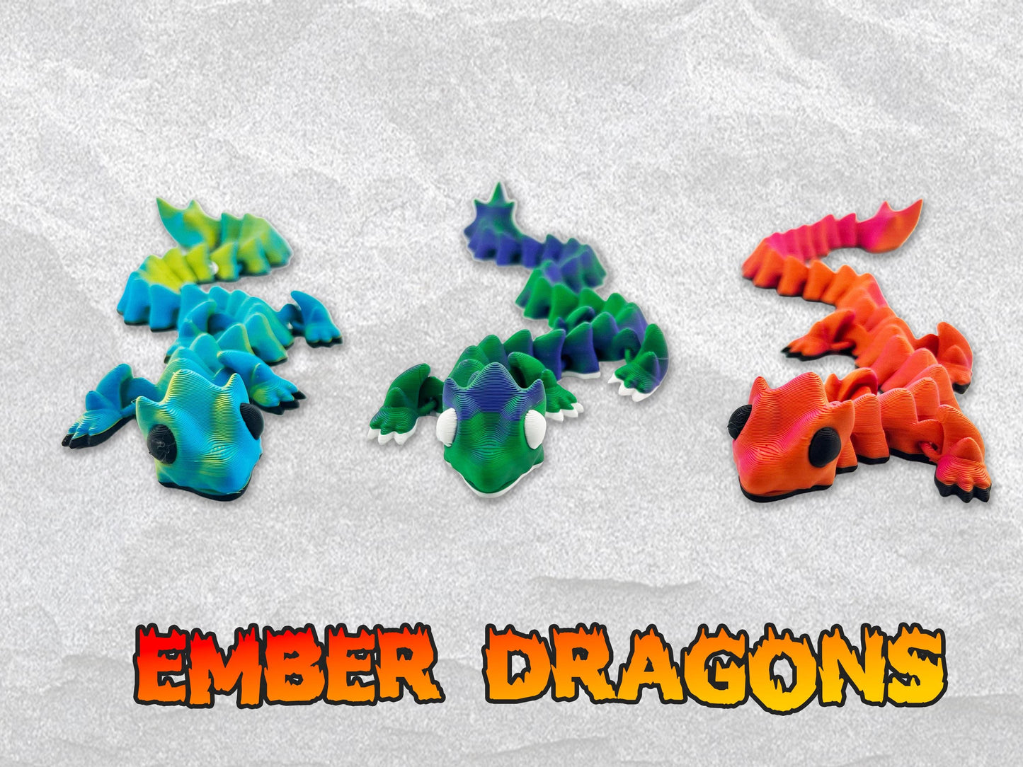 Articulated Dragons, Ember Dragons, 3D Printed