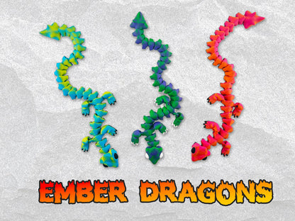 Articulated Dragons, Ember Dragons, 3D Printed