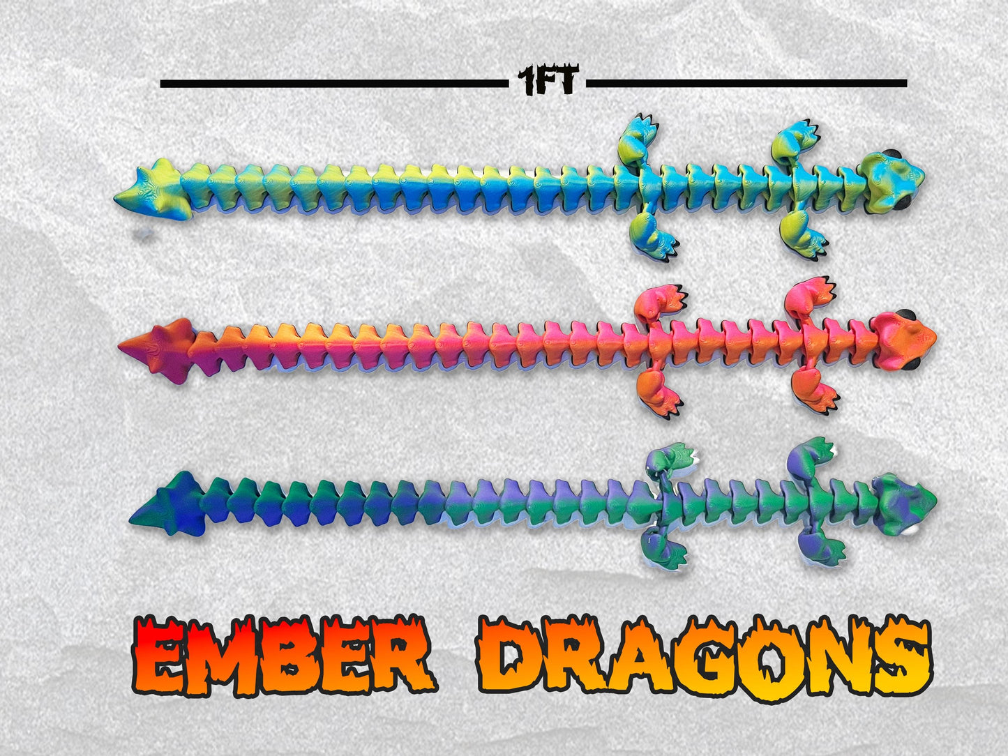 Articulated Dragons, Ember Dragons, 3D Printed