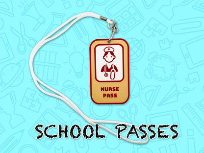 School Hall Passes, Collection of 6, Lanyards Included, Durable, Easy to Indetify, 3D Printed.
