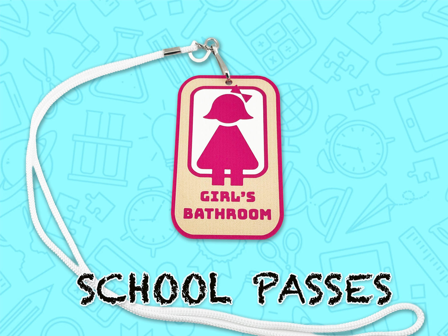 School Hall Passes, Collection of 6, Lanyards Included, Durable, Easy to Indetify, 3D Printed.