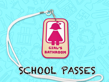 School Hall Passes, Collection of 6, Lanyards Included, Durable, Easy to Indetify, 3D Printed.
