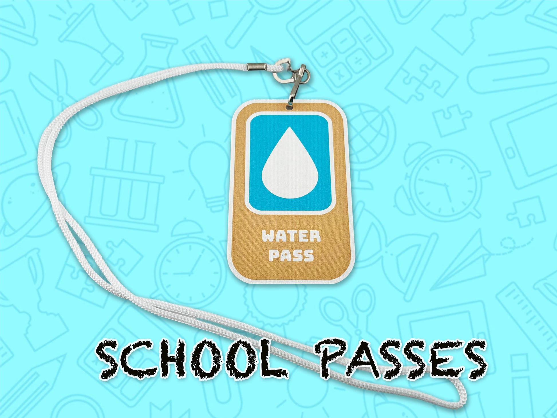 School Hall Passes, Collection of 6, Lanyards Included, Durable, Easy to Indetify, 3D Printed.