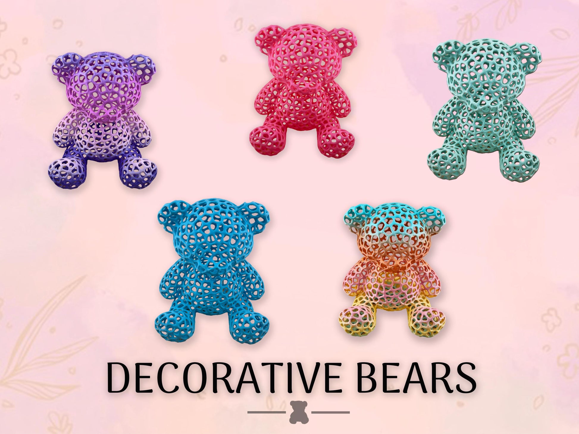 Decorative Bears, 3D Printed, Home Decor