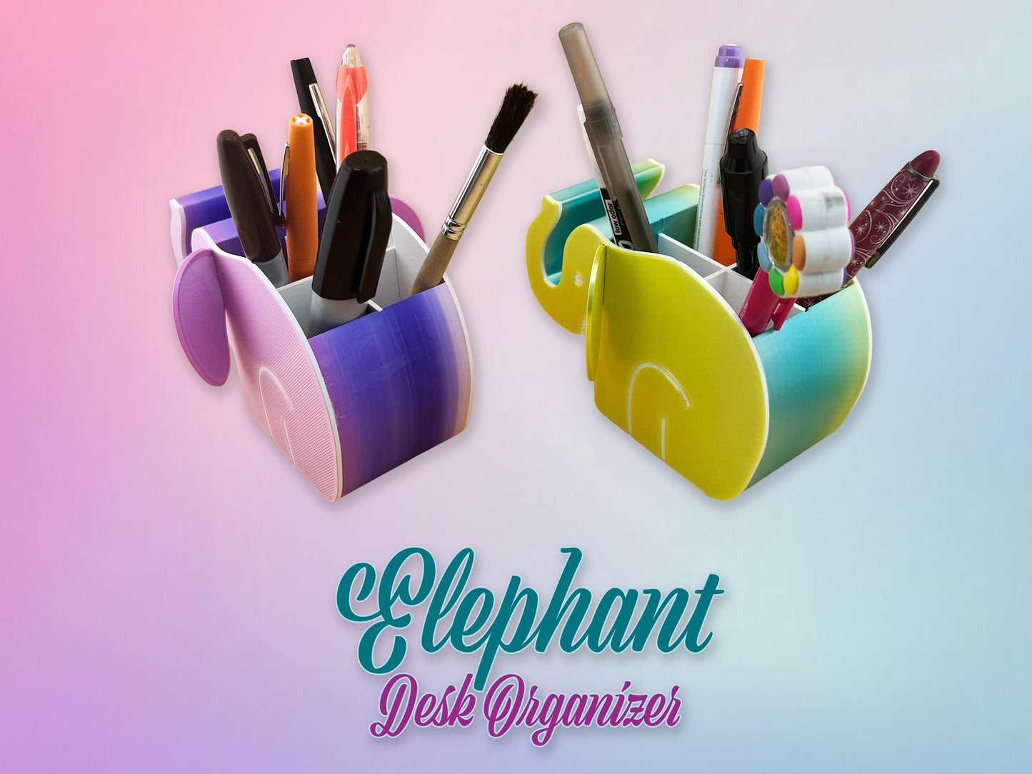 Desk Organizer Elephant, Multiple Variations, Great Gifts, 3D Printed.
