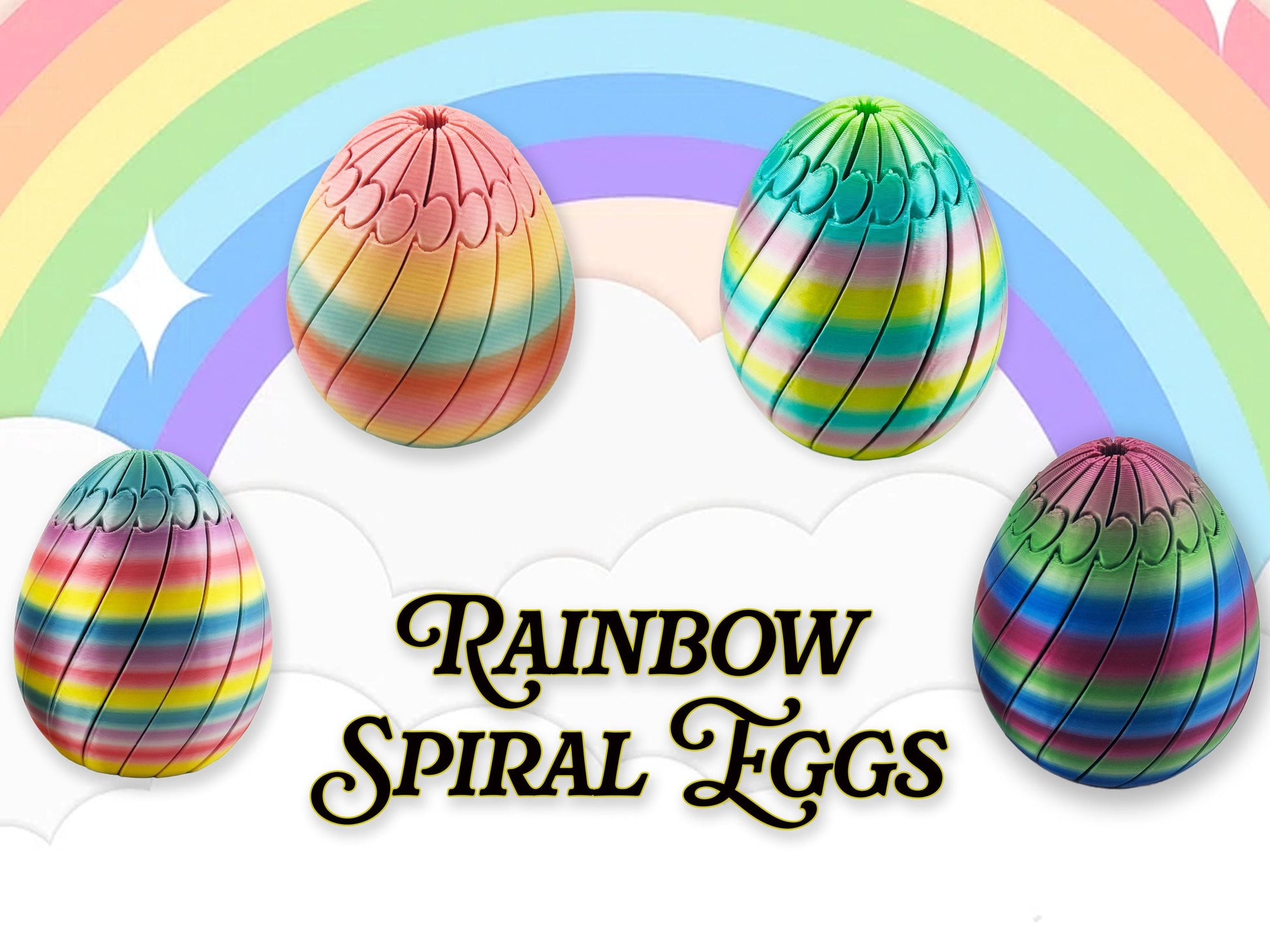 Fidget Eggs, Rainbow Variations, Vibriant Colors, Sensory Toys, Great Gifts, 3D Printed.