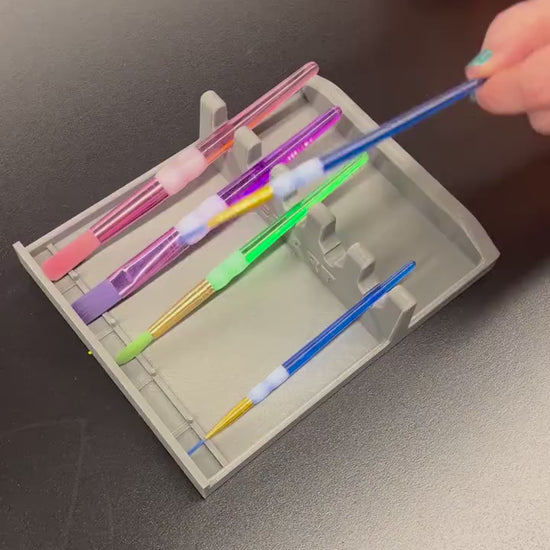 3D Printed Paint Brush Holder Tray for Art Classrooms, Durable PETG Organizer
