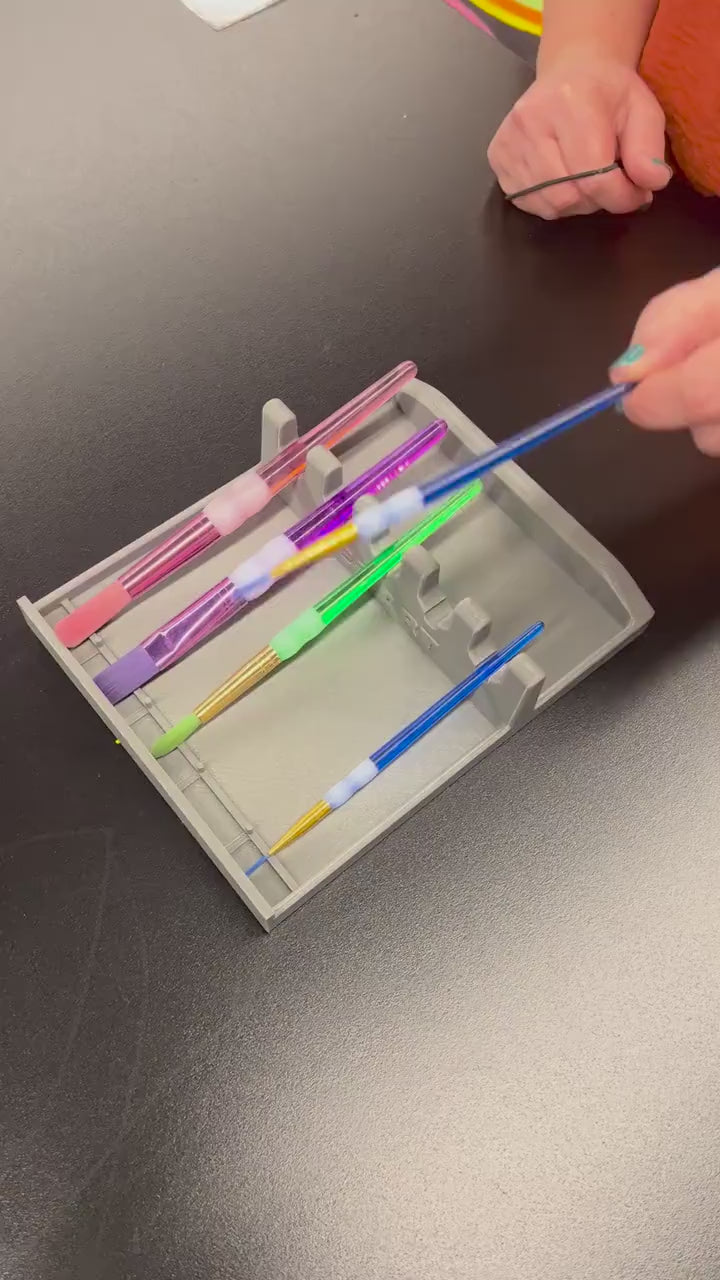 3D Printed Paint Brush Holder Tray for Art Classrooms, Durable PETG Organizer